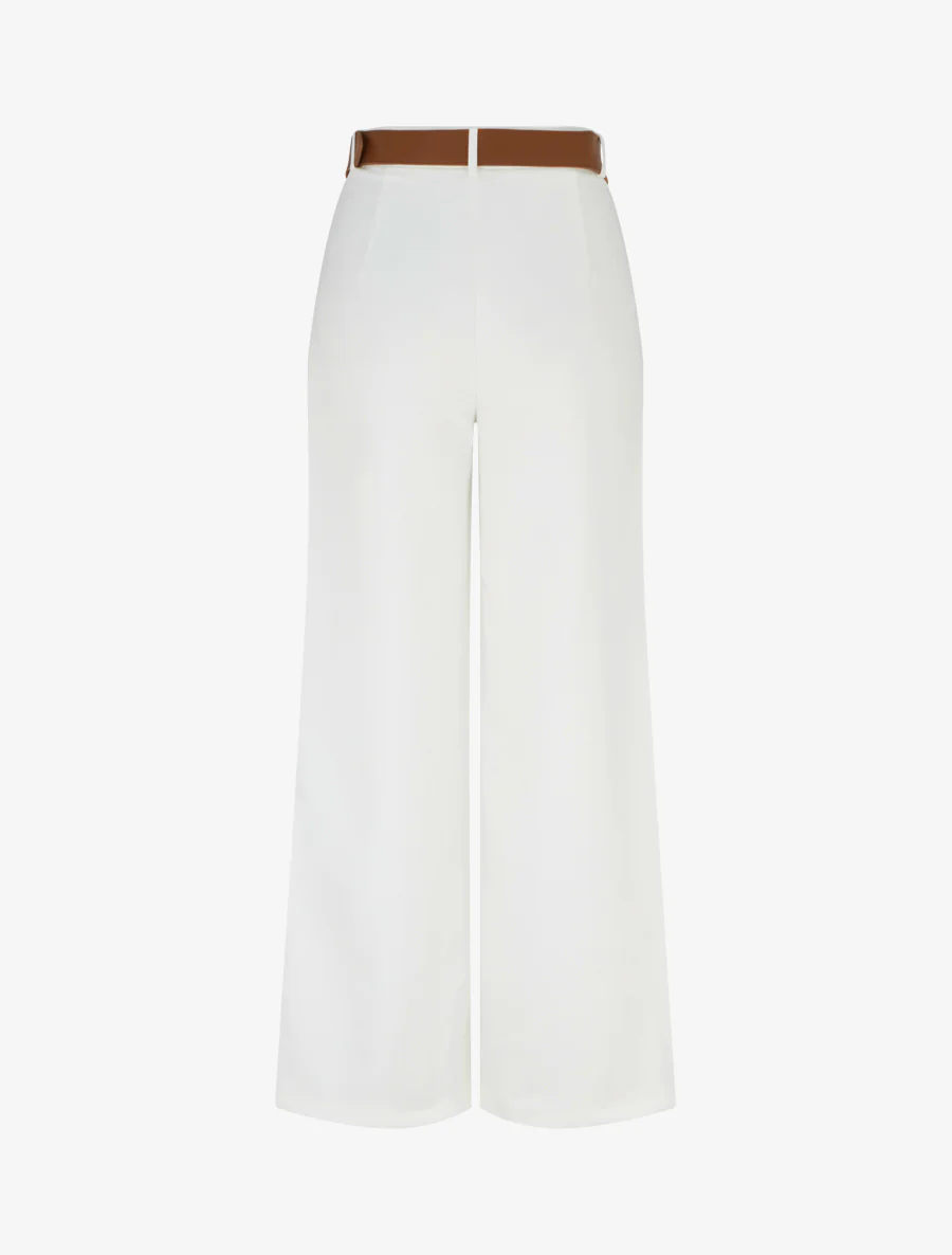 Hoog getailleerde broek met wijde snit - Ecru - Image 2