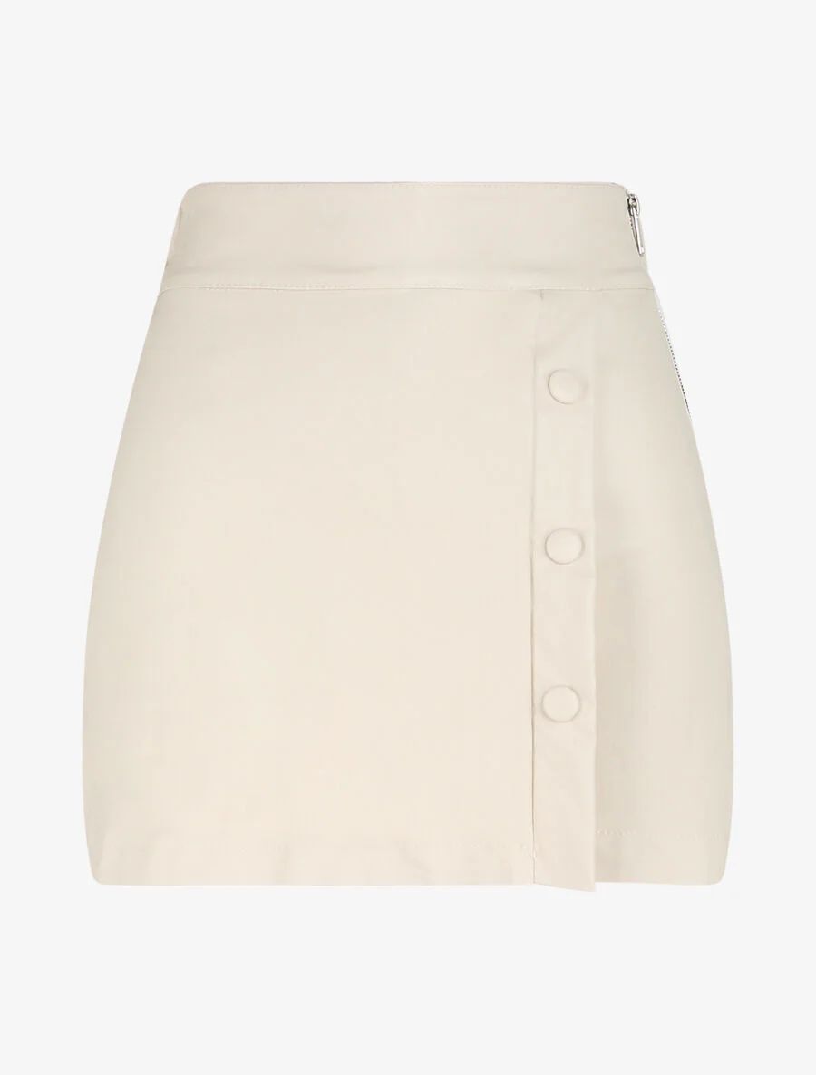 Hoog getailleerde gecoate korte rok - Beige