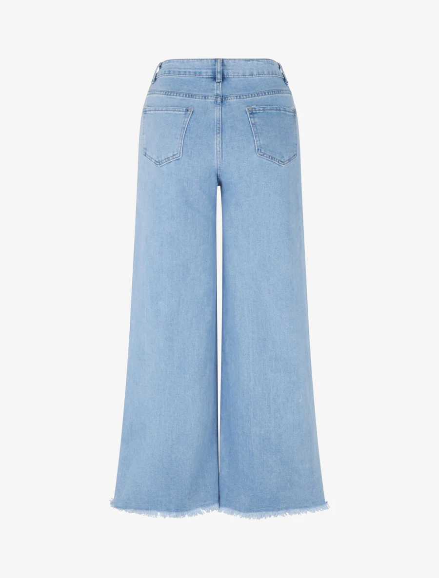 Hoog getailleerde jeans met geborduurde randen. - Blauw - Image 2