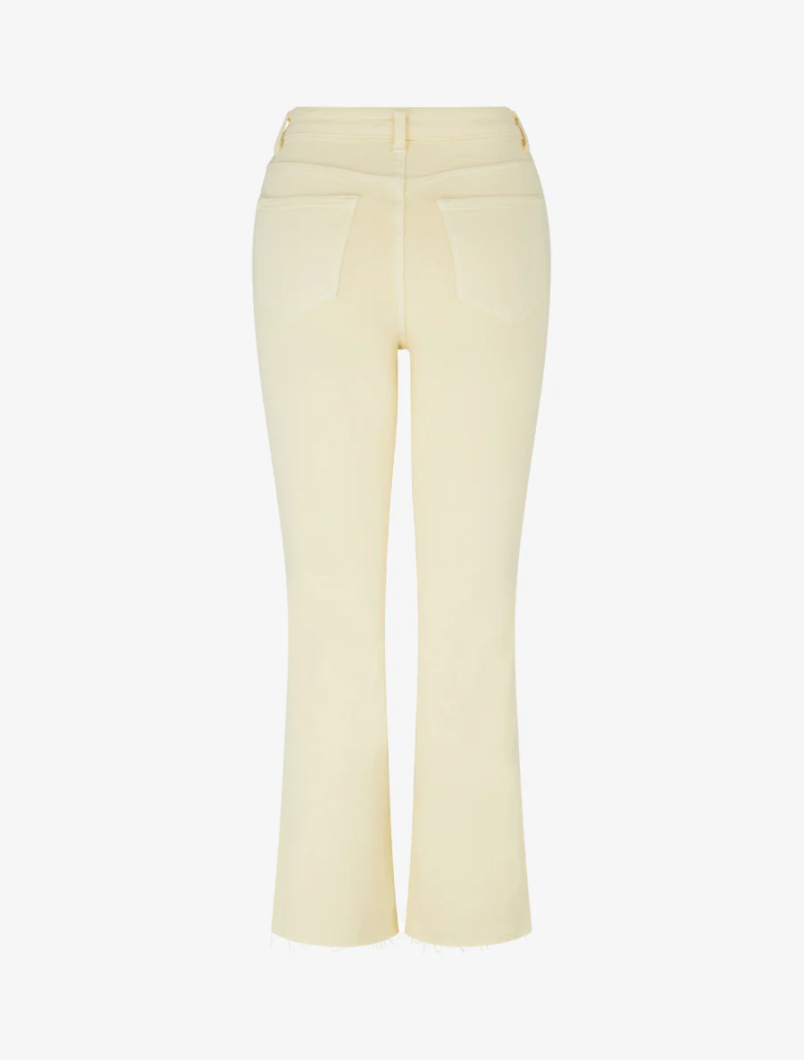 Hoog getailleerde jeans met onafgewerkte zoom. - Pastelgeel - Image 2
