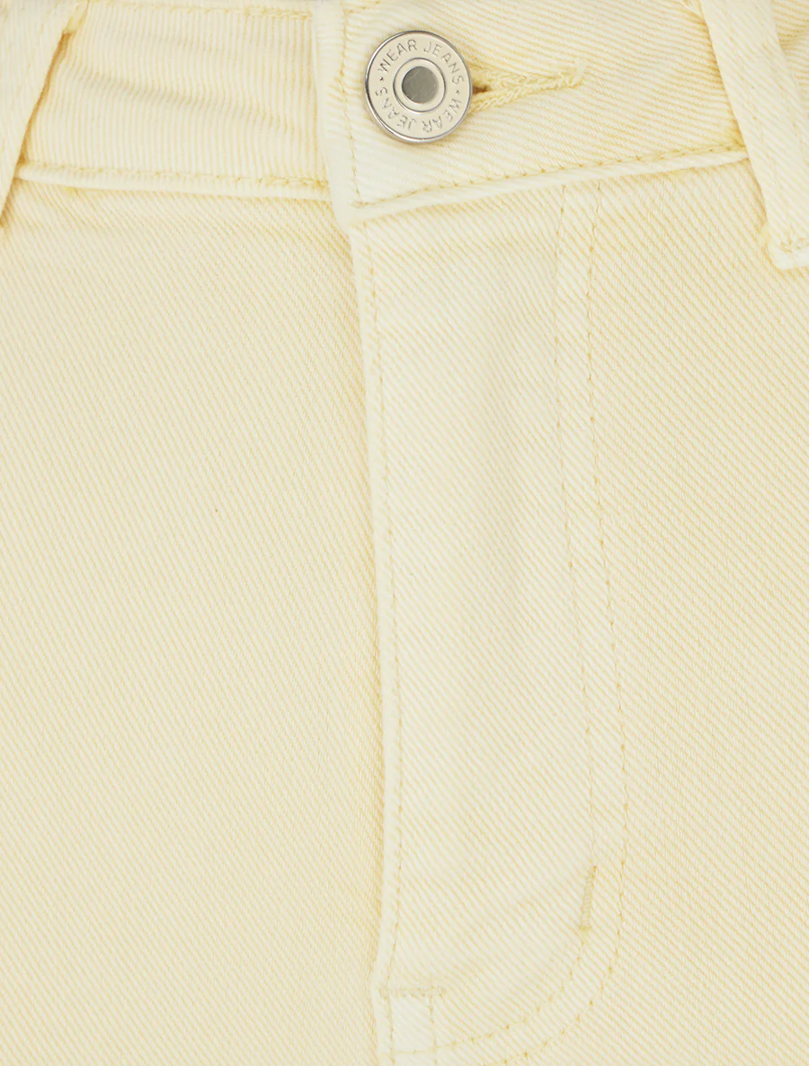 Hoog getailleerde jeans met onafgewerkte zoom. - Pastelgeel - Image 3