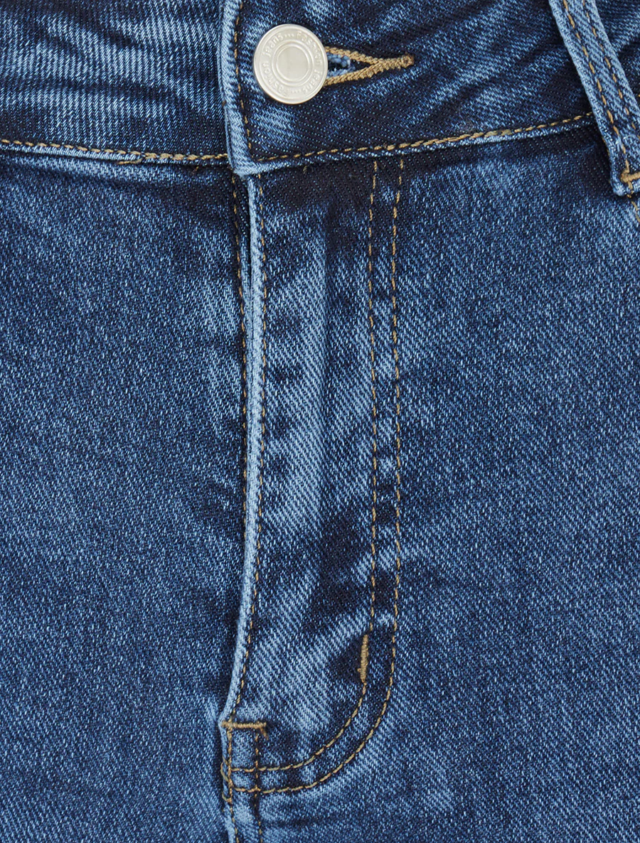 Hoog getailleerde, verwassen jeans. - Blauw - Image 3