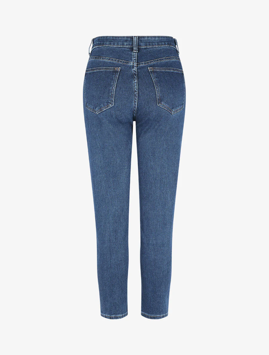 Hooggesneden mom jeans met stiksels - blauw - Image 6