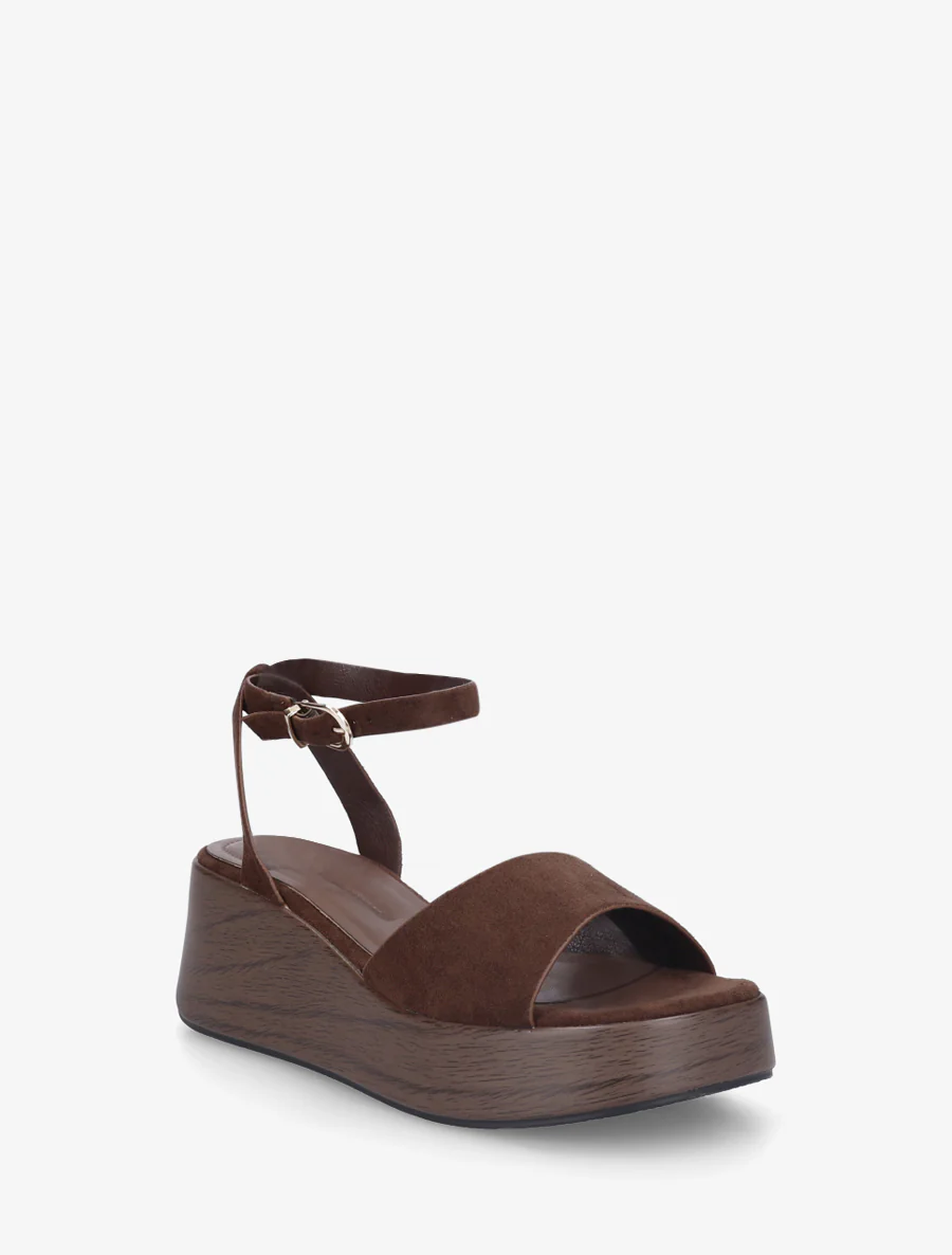 Houten effect sleehak sandalen - Bruin - Image 2