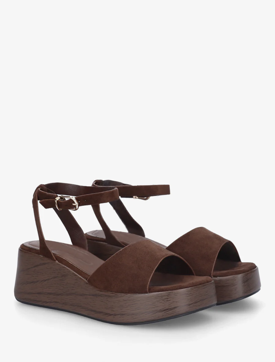 Houten effect sleehak sandalen - Bruin - Image 4