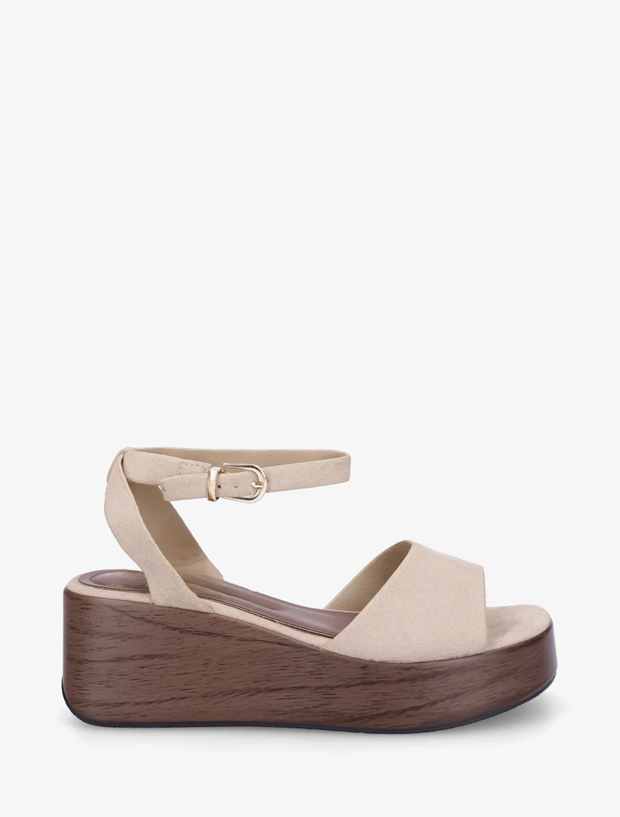 Houten effect sleehak sandalen - Mol
