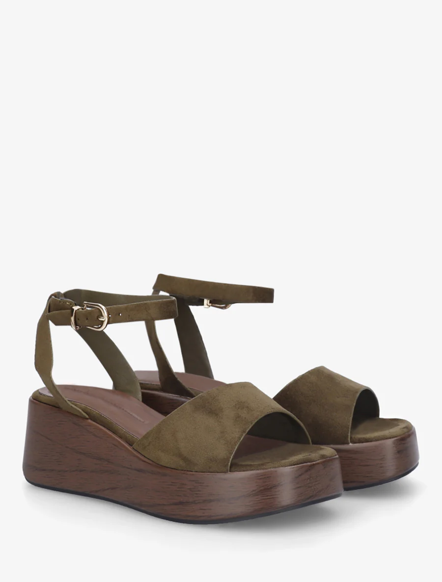 Houten effect sleehak sandalen - Donker kaki - Image 4