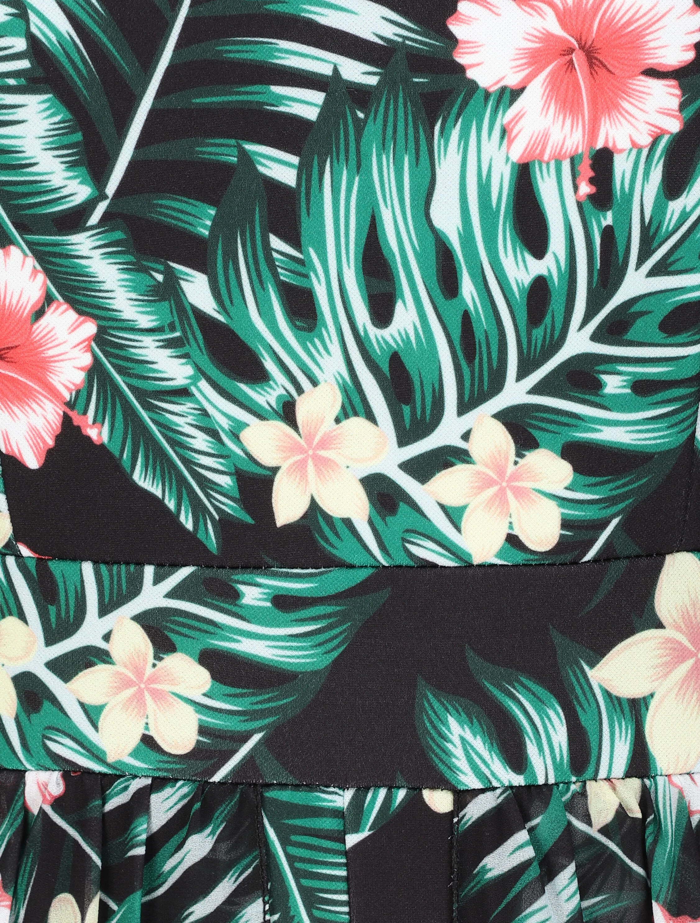Illusionistische aangepaste voile gedrukt Hibiscus shorts - Zwart - Image 3