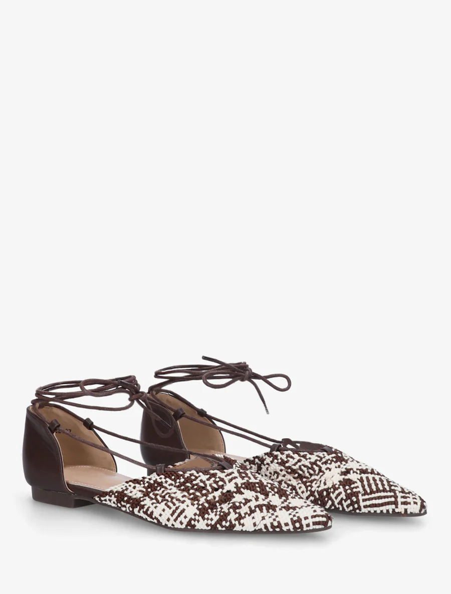 Imitatieleren ballerina's met strikveter - Bruin - Image 4