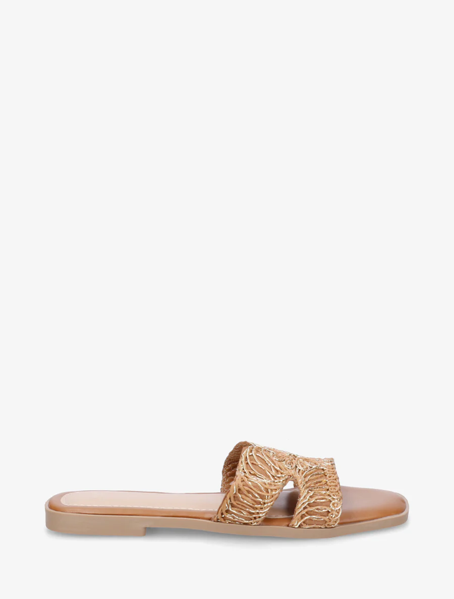 Imitatieleren sandalen met iriserend detail - Kameel