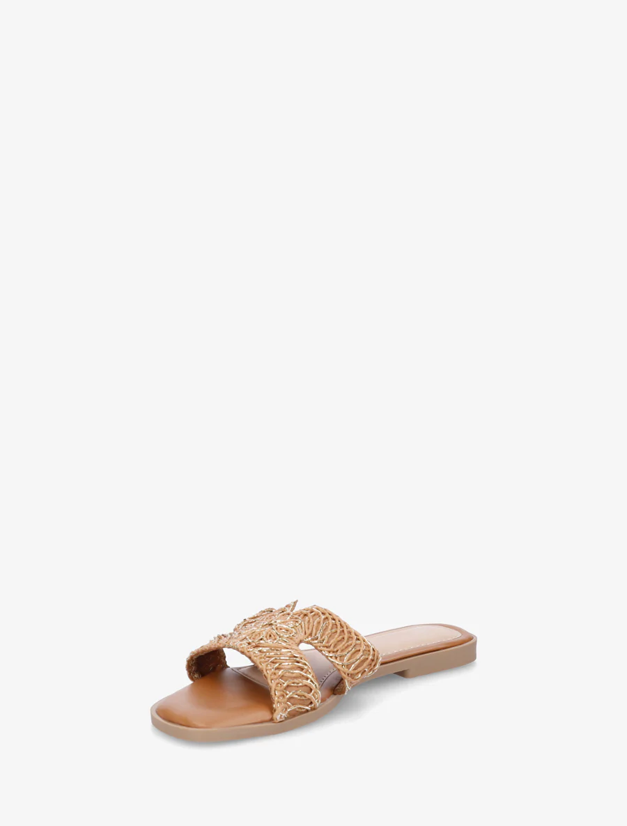 Imitatieleren sandalen met iriserend detail - Kameel - Image 3