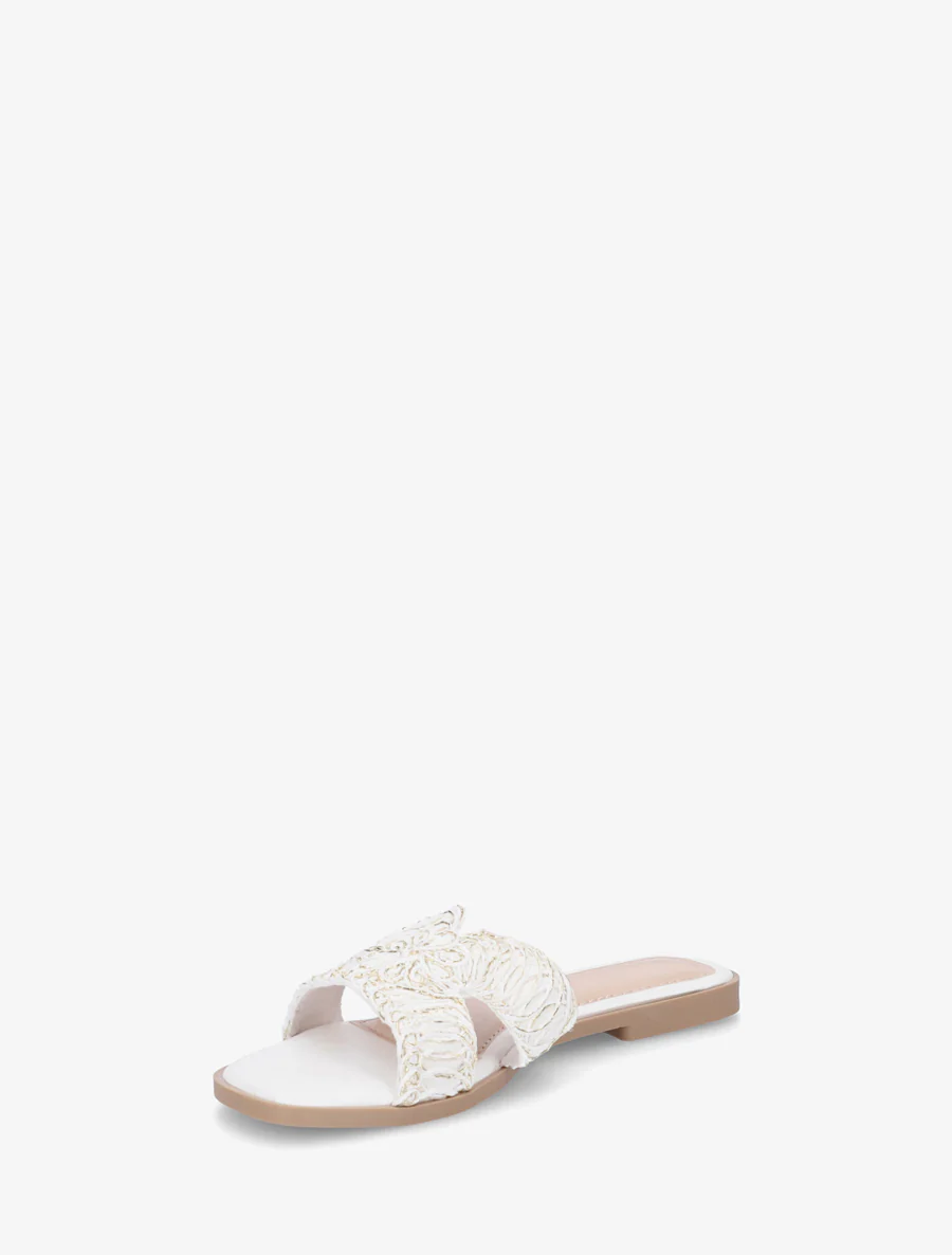 Imitatieleren sandalen met iriserend detail - Wit - Image 3