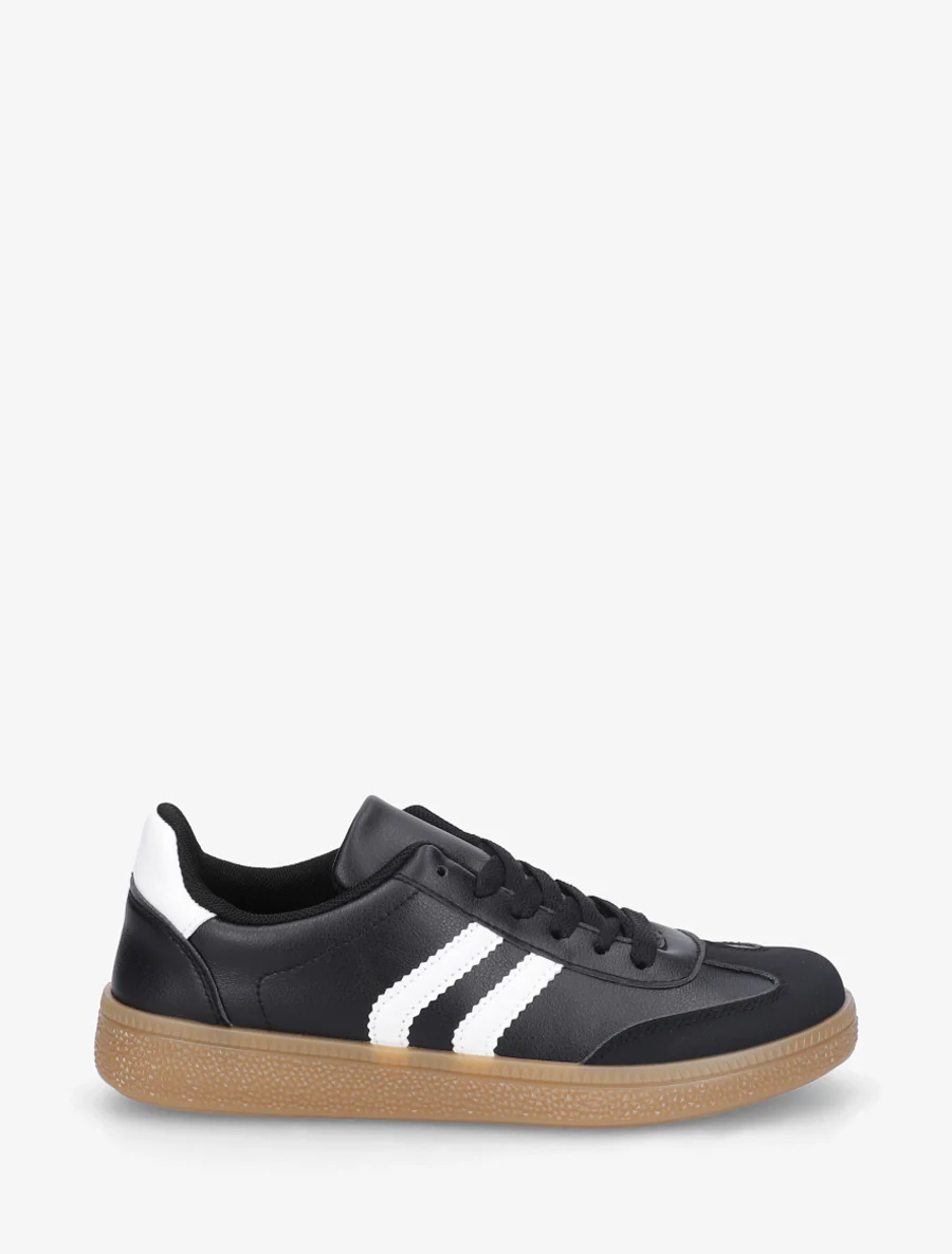 Imitatieleren sneakers met contrasterende banden - Zwart