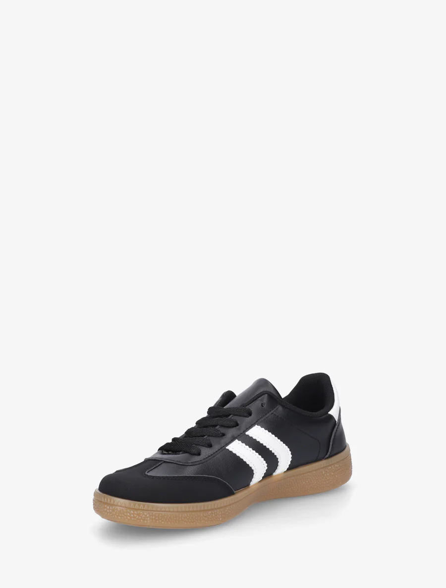 Imitatieleren sneakers met contrasterende banden - Zwart - Image 3