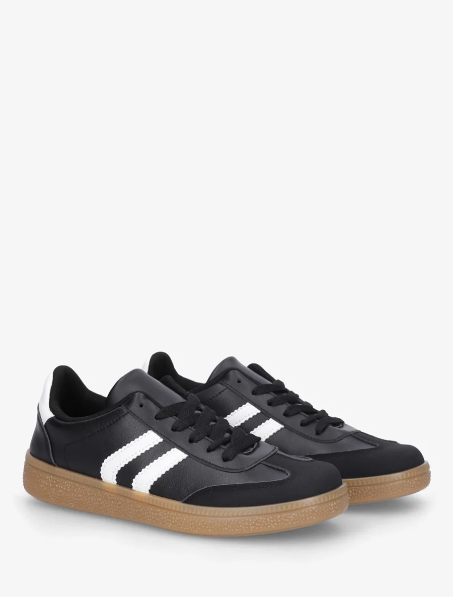 Imitatieleren sneakers met contrasterende banden - Zwart - Image 4