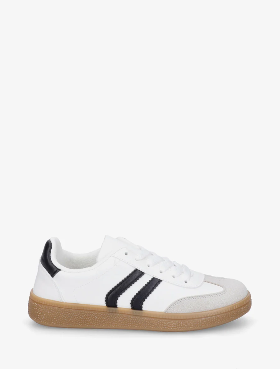 Imitatieleren sneakers met contrasterende banden - Wit