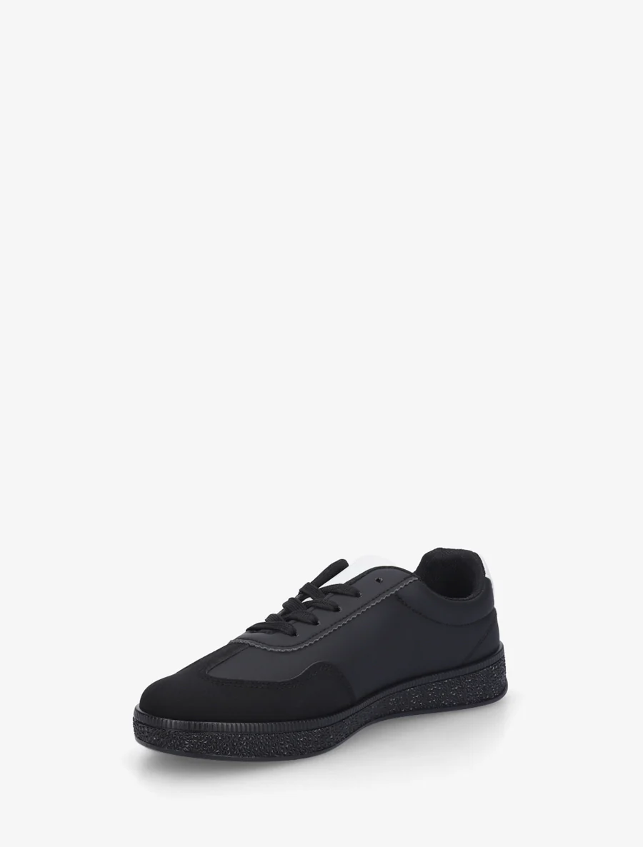 Imitatieleren sneakers met contrasterende banden - Zwart - Image 3