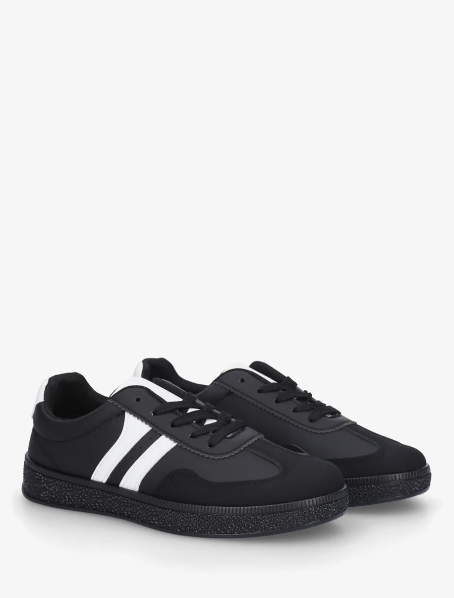 Imitatieleren sneakers met contrasterende banden - Zwart - Image 4