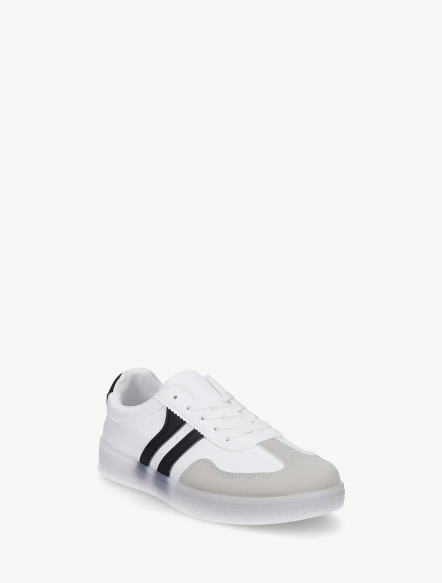 Imitatieleren sneakers met contrasterende banden - Wit - Image 2