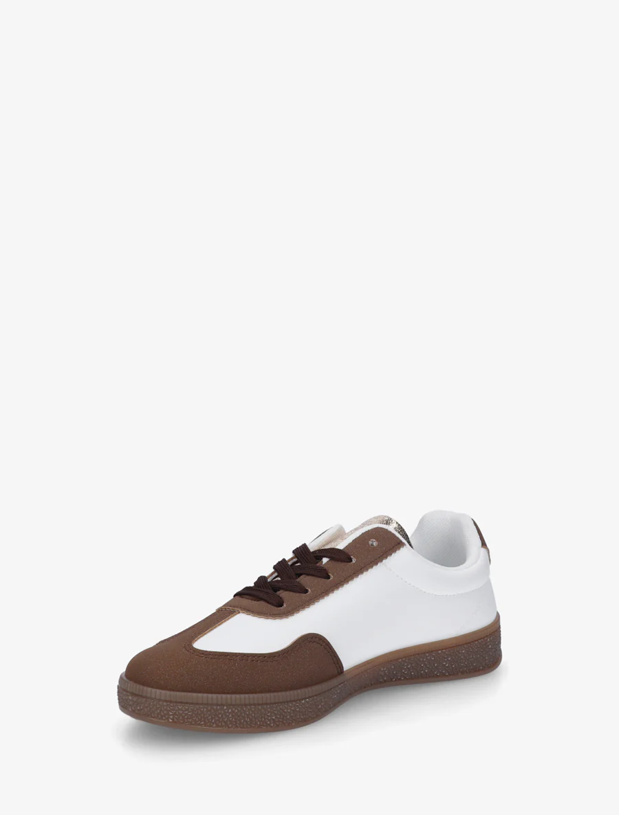 Imitatieleren sneakers met contrasterende banden - Bruin - Image 3