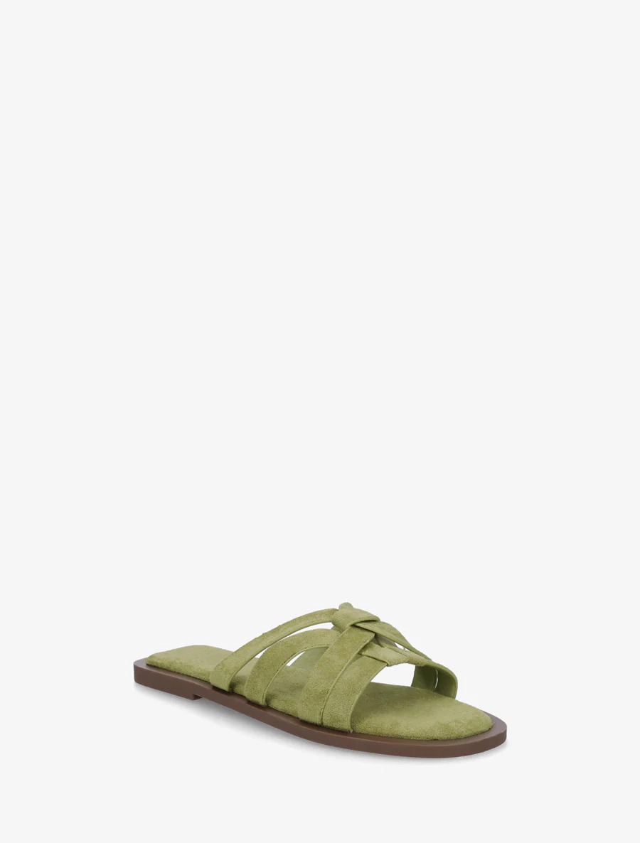 In elkaar gevlochten platte muiltjes van suèdine - Licht kaki - Image 2
