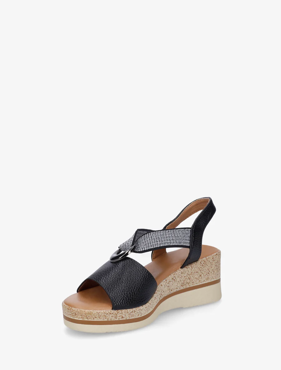 Instapsandalen met sleehak van imitatieleer - Zwart - Image 3