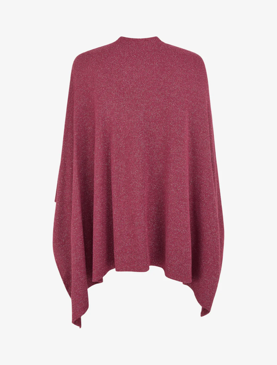 Iridescente effen poncho om te knopen - Wijnrood - Image 2