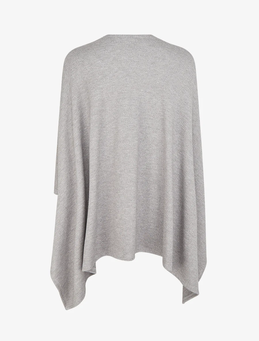 Iridescente effen poncho om te knopen - Grijs - Image 2