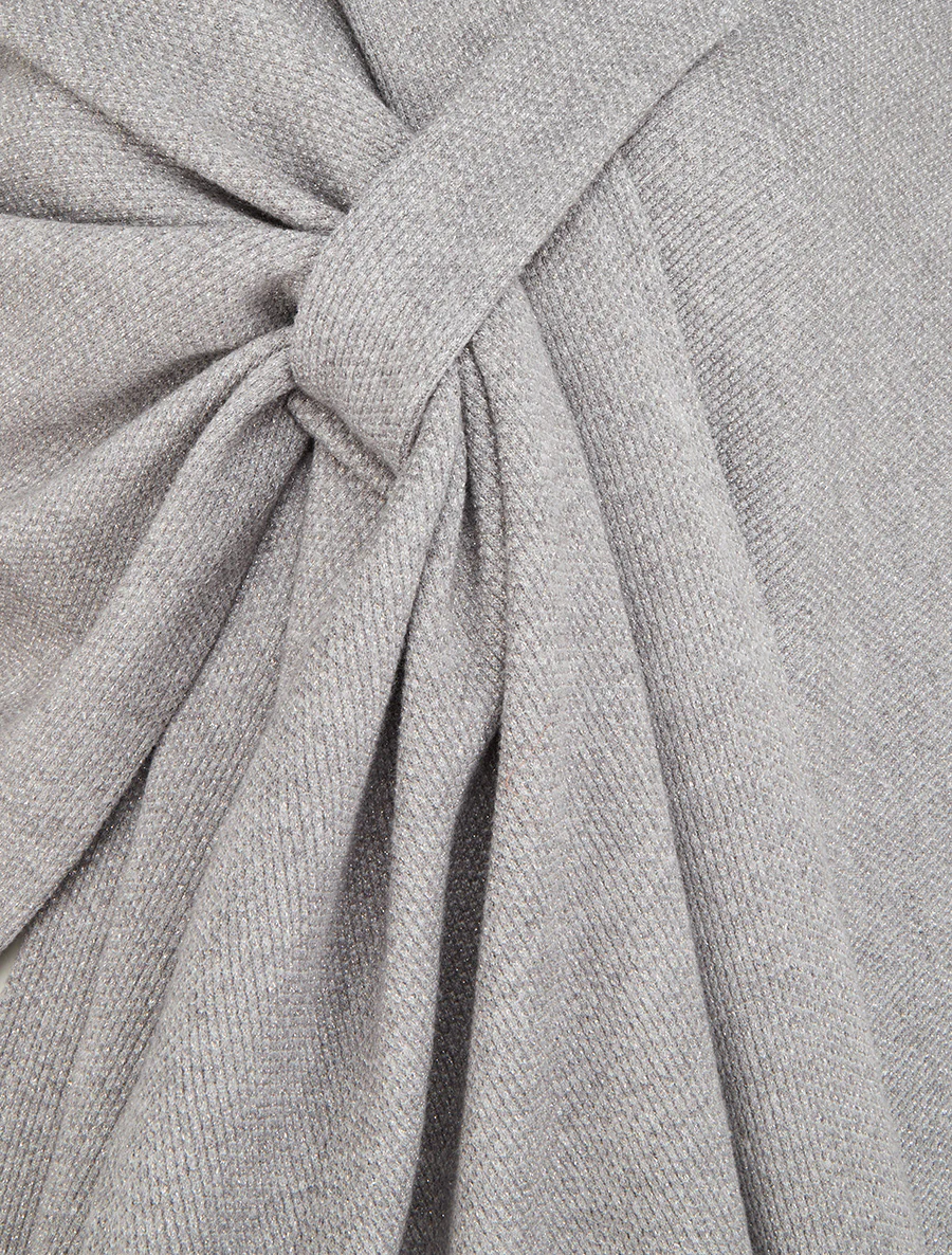 Iridescente effen poncho om te knopen - Grijs - Image 3