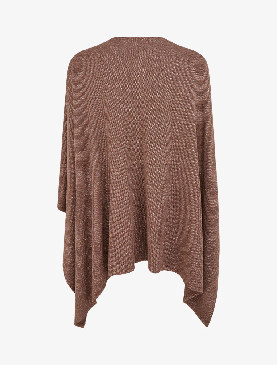 Iridescente effen poncho om te knopen - Bruin - Image 2