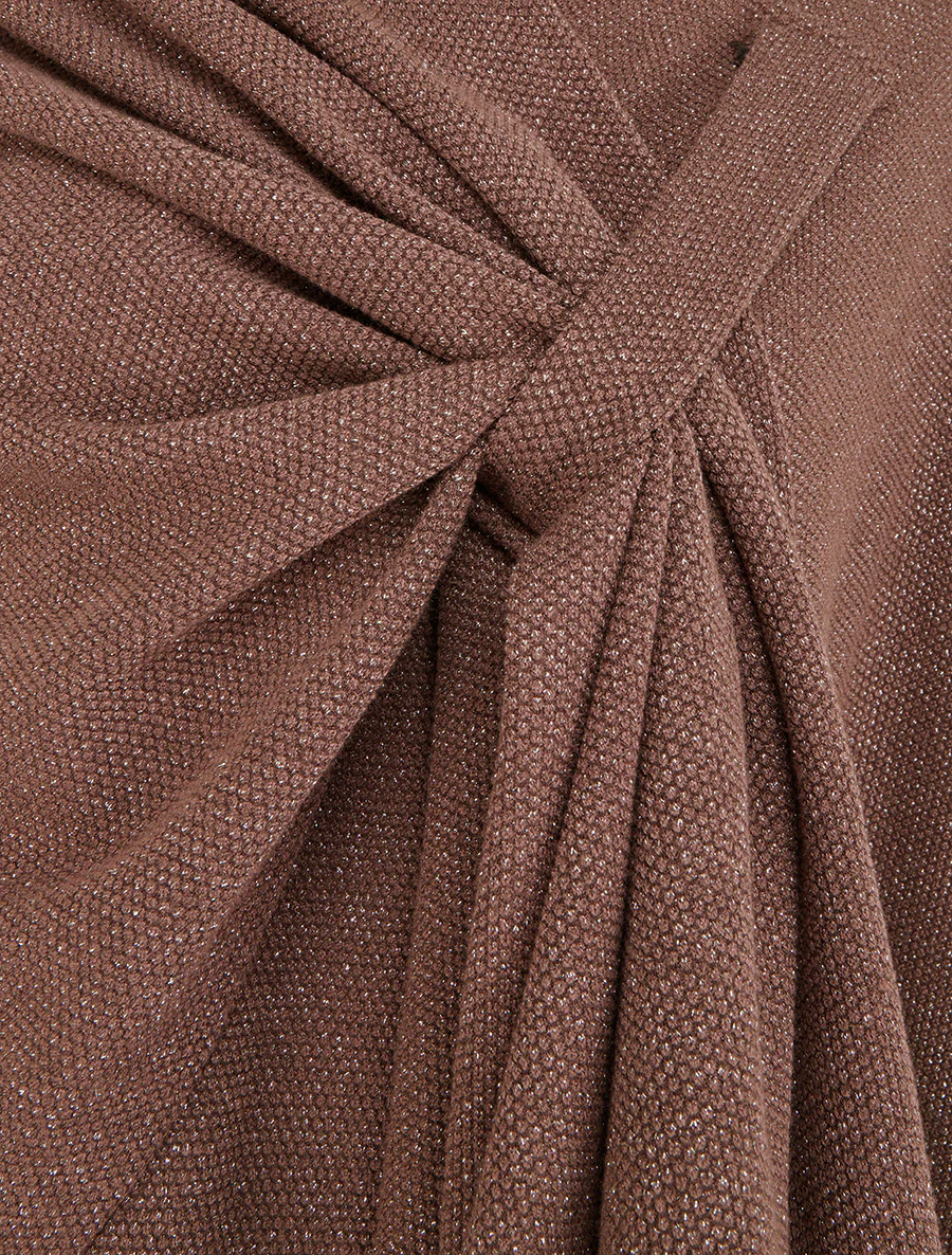 Iridescente effen poncho om te knopen - Bruin - Image 3