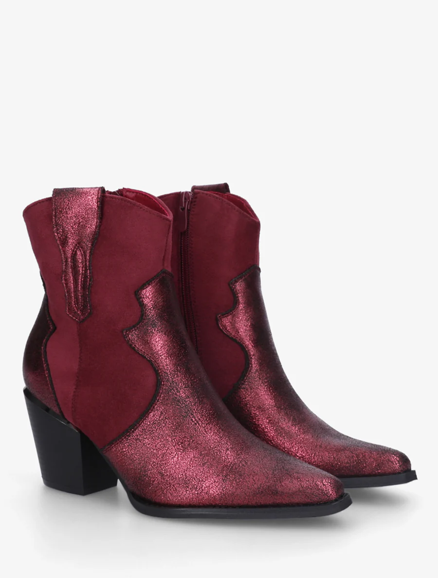 Iridescente laarzen in cowboy-stijl - Wijnrood - Image 4