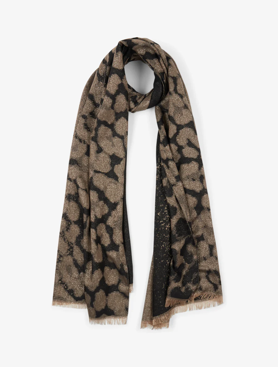 Iridescente leopardprint sjaal - Zwart