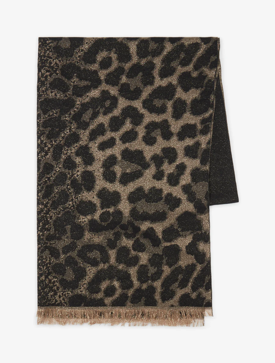 Iridescente leopardprint sjaal - Zwart - Image 2
