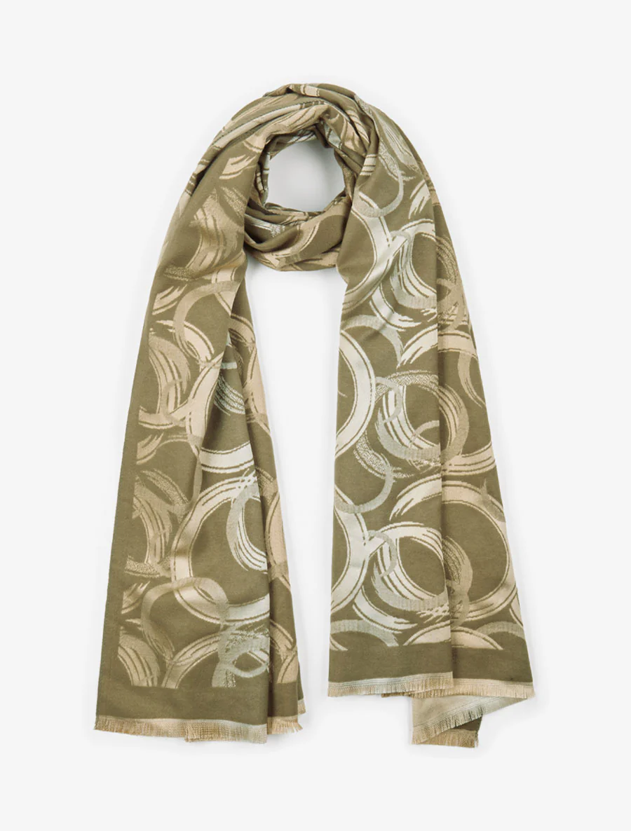 Iridescente sjaal met grafische print - Kaki