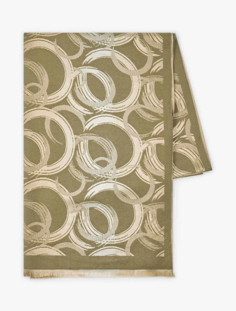 Iridescente sjaal met grafische print - Kaki - Image 2