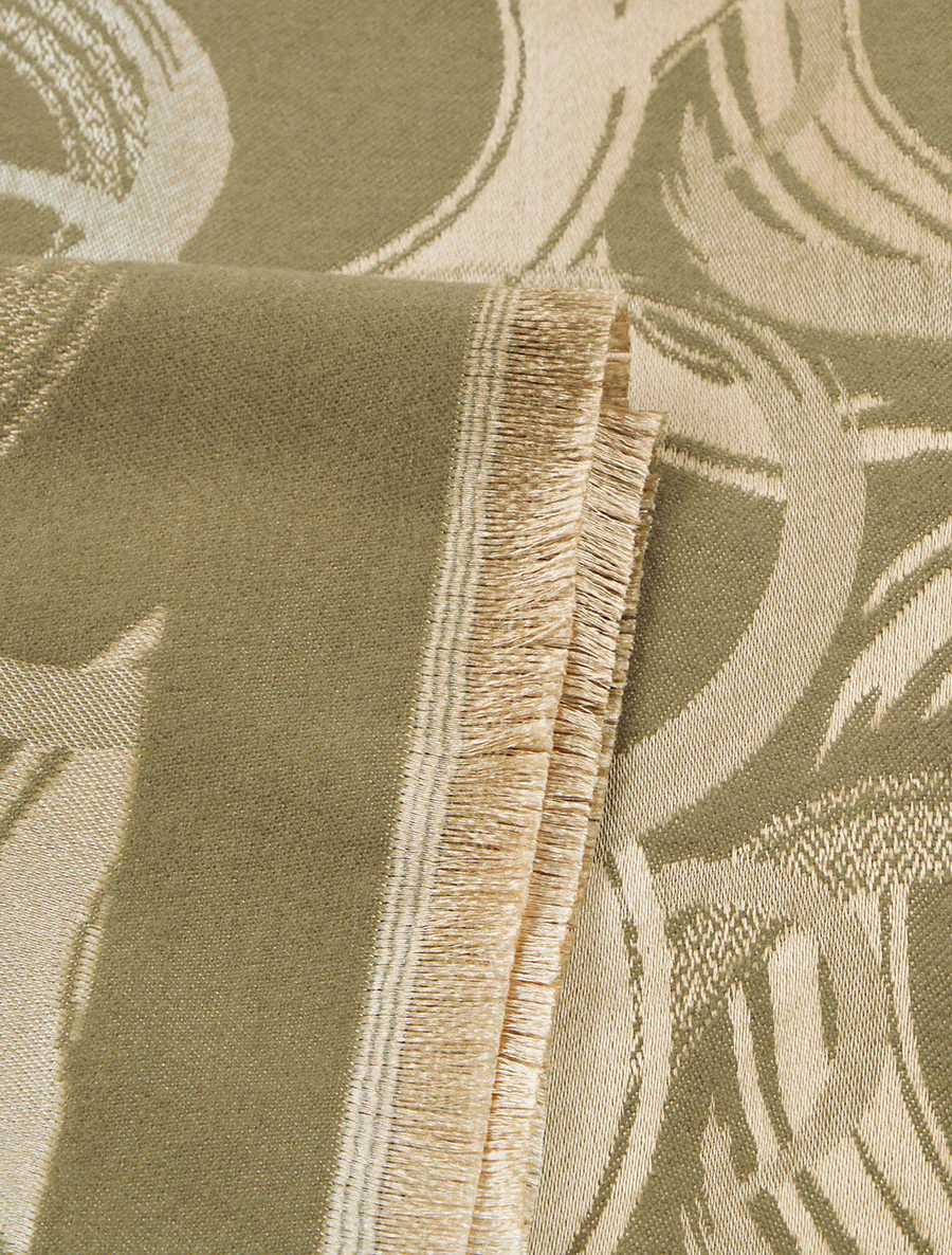 Iridescente sjaal met grafische print - Kaki - Image 3