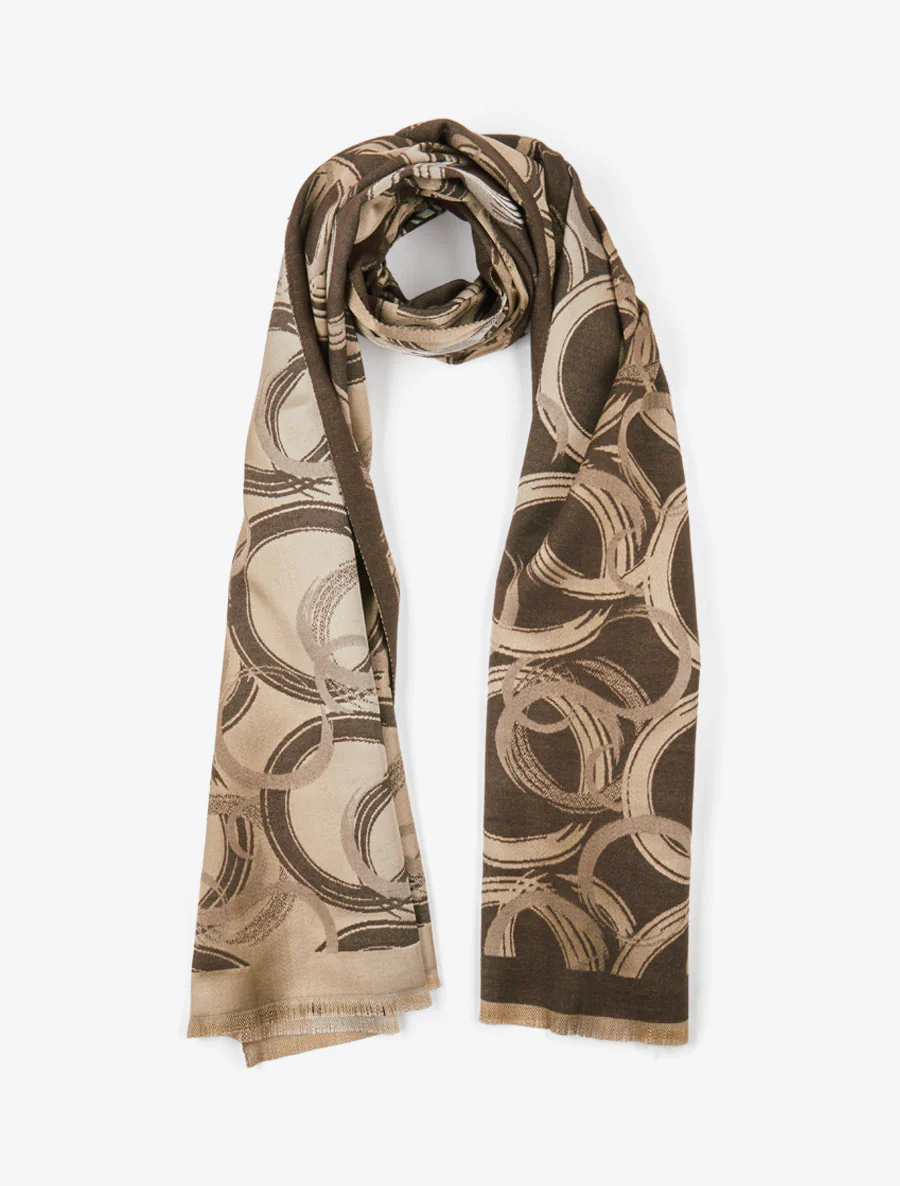 Iridescente sjaal met grafische print - Bruin