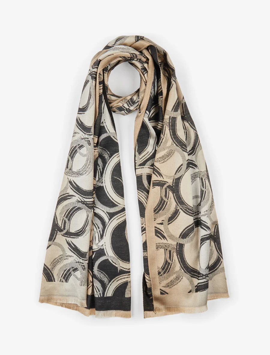 Iridescente sjaal met grafische print - Zwart