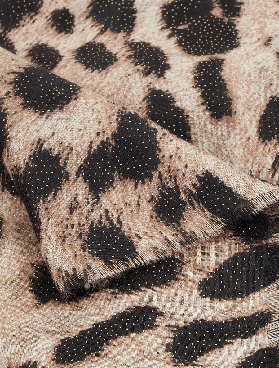 Iridescente sjaal met luipaardprint - Beige - Image 3