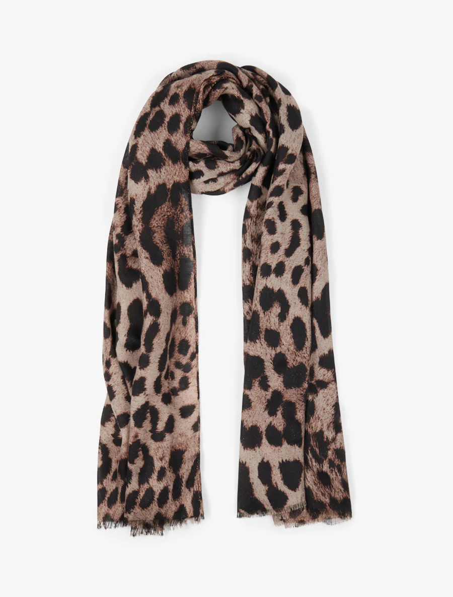 Iridescente sjaal met luipaardprint - Bruin