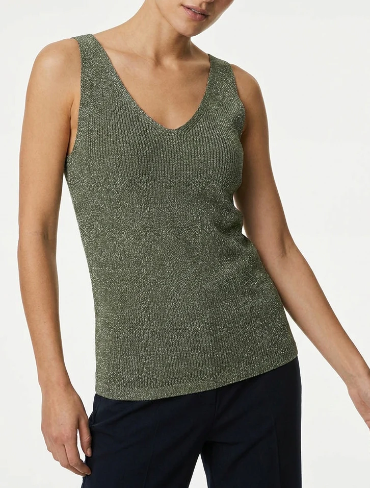 Irisé mesh top - Kaki - Image 4