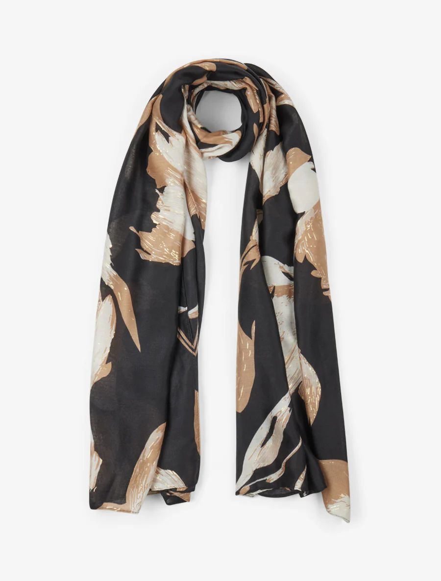 Irise sjaal met bloemenmotief - Zwart