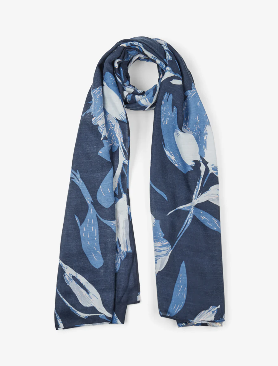 Irise sjaal met bloemenmotief - Marine