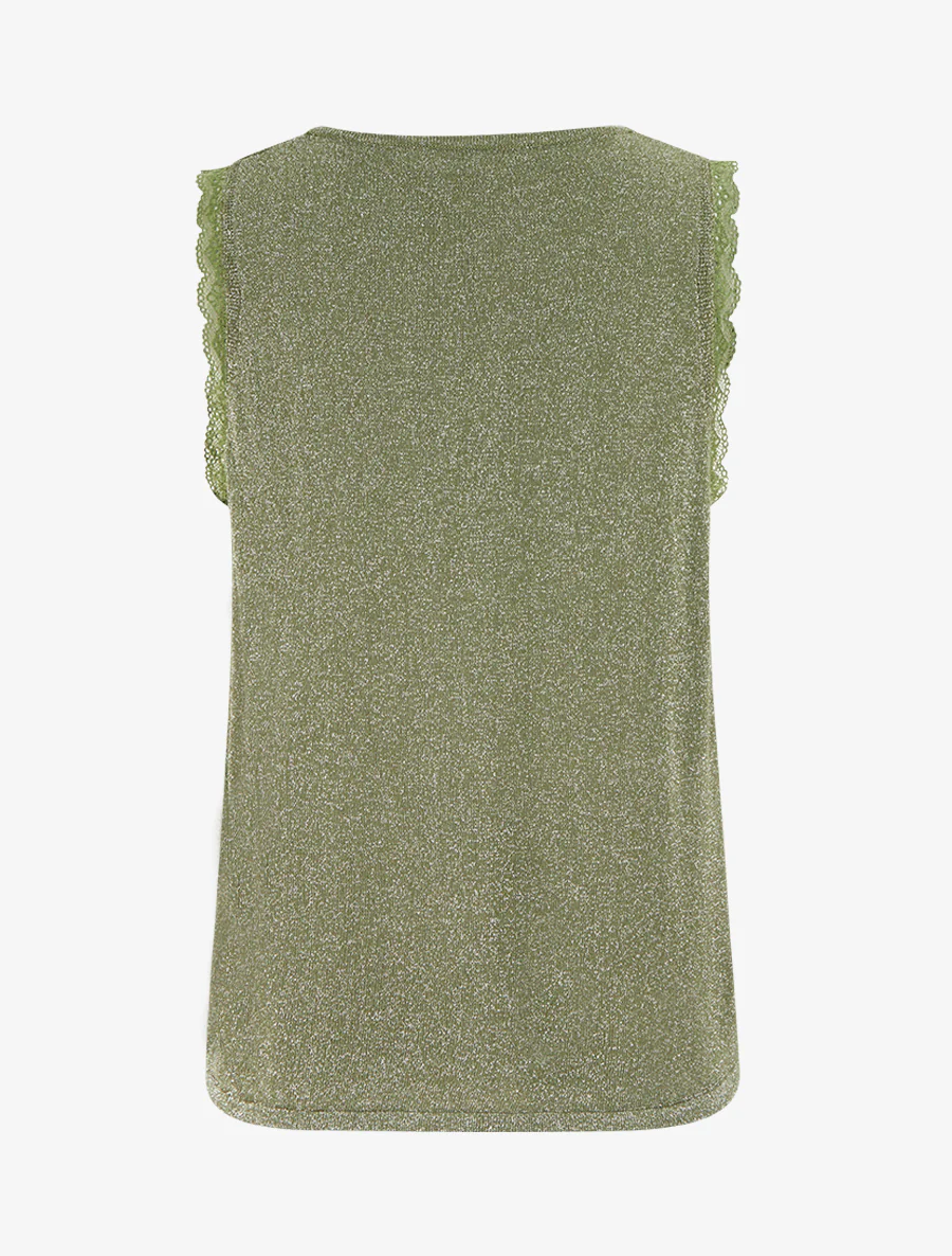 Irisé tanktop met kanten kraag - Kaki - Image 2