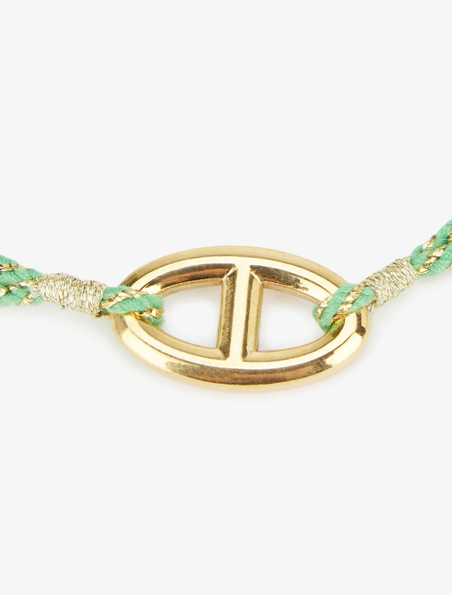 Iriseren koordenarmband met ovale schakel - Goud/groen - Image 3