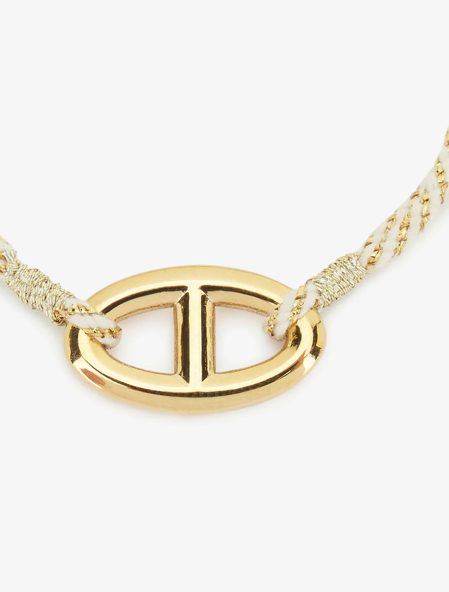 Iriseren koordenarmband met ovale schakel - Goud/wit - Image 3