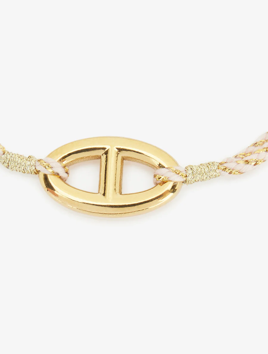 Iriseren koordenarmband met ovale schakel - Goud/bleekroze - Image 3