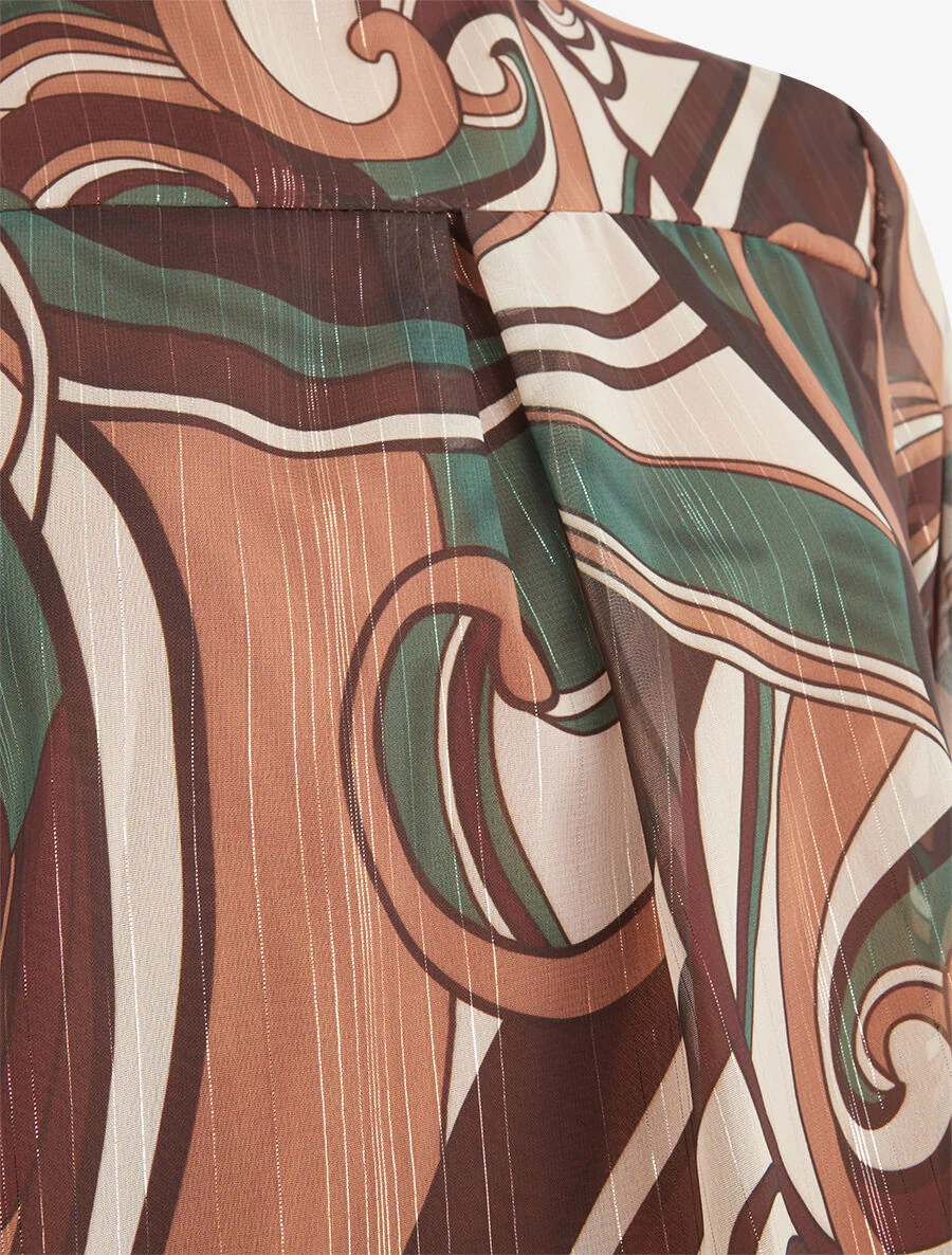 Iriserende blouse met grafische print - bruin - Image 3