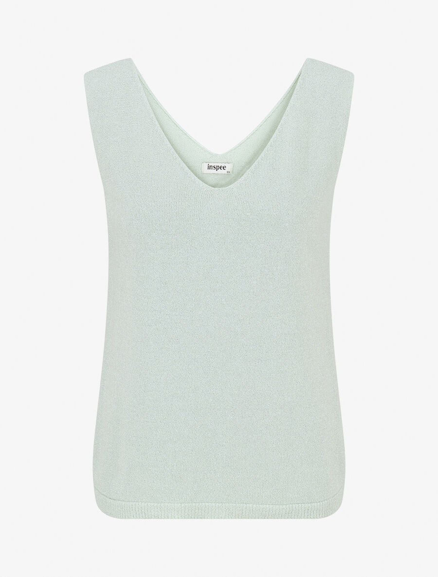 Iriserende mesh tanktop - Watergroen
